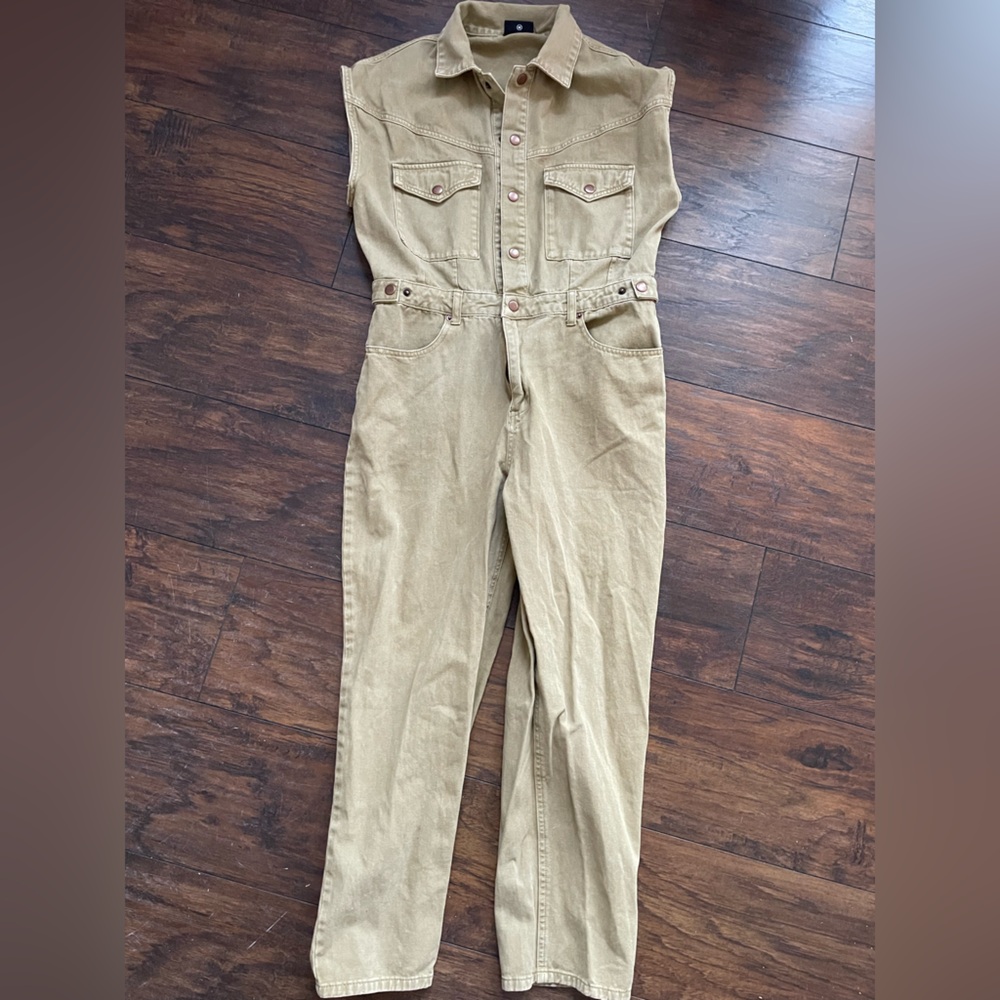 Women’s green jean jumpsuit